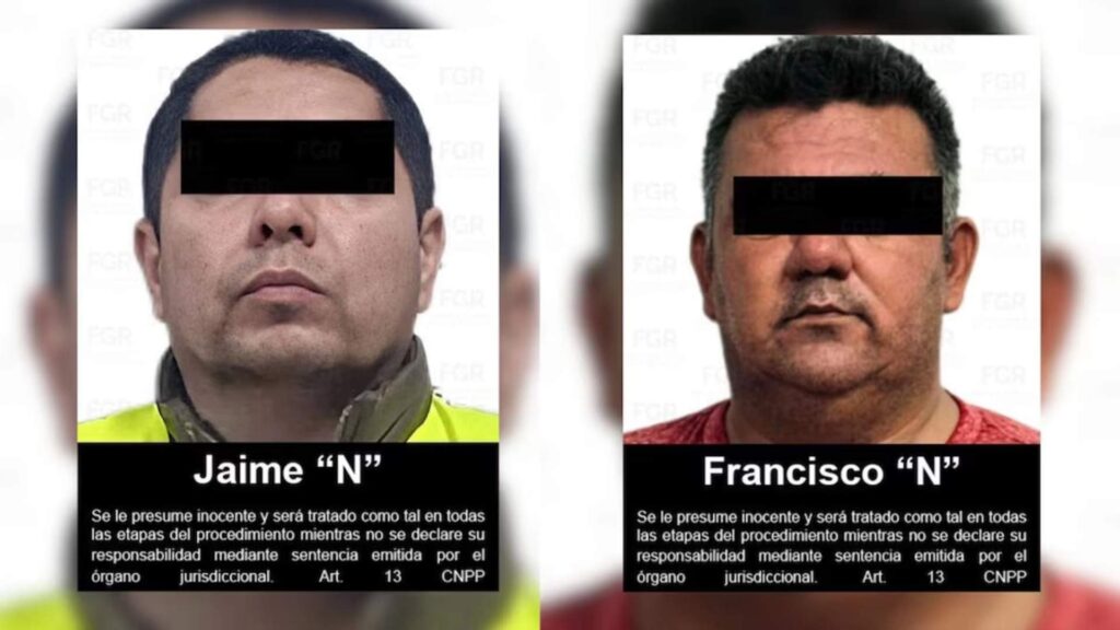 Two Frontal Mugshots of Two Men with Black Bars over Their Eyes, Labeled Jaime 'n' and Francisco 'n', with Spanish Legal Disclaimer Text. - Entre Regios