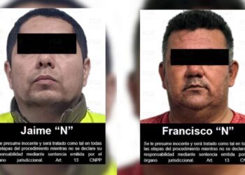 Two Frontal Mugshots of Two Men with Black Bars over Their Eyes, Labeled Jaime 'n' and Francisco 'n', with Spanish Legal Disclaimer Text. - Entre Regios